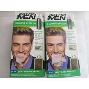 *2* Just For Men Shampoo In Color Light Medium Brown H-30 Hair Color dye